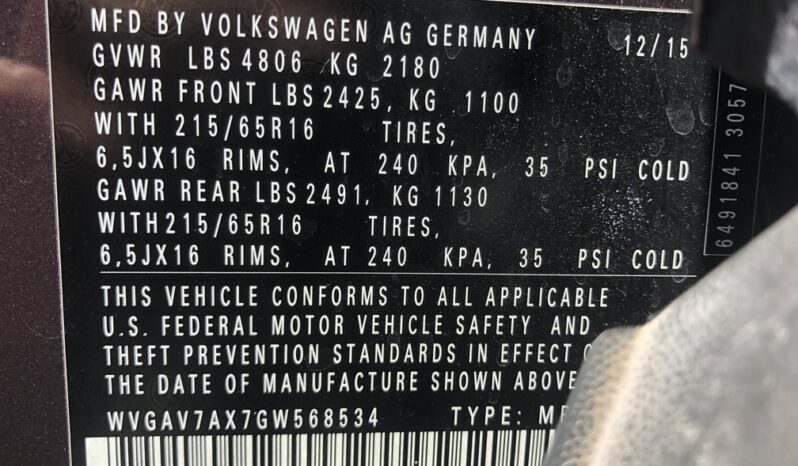 2016 Volkswagen Tiguan S full